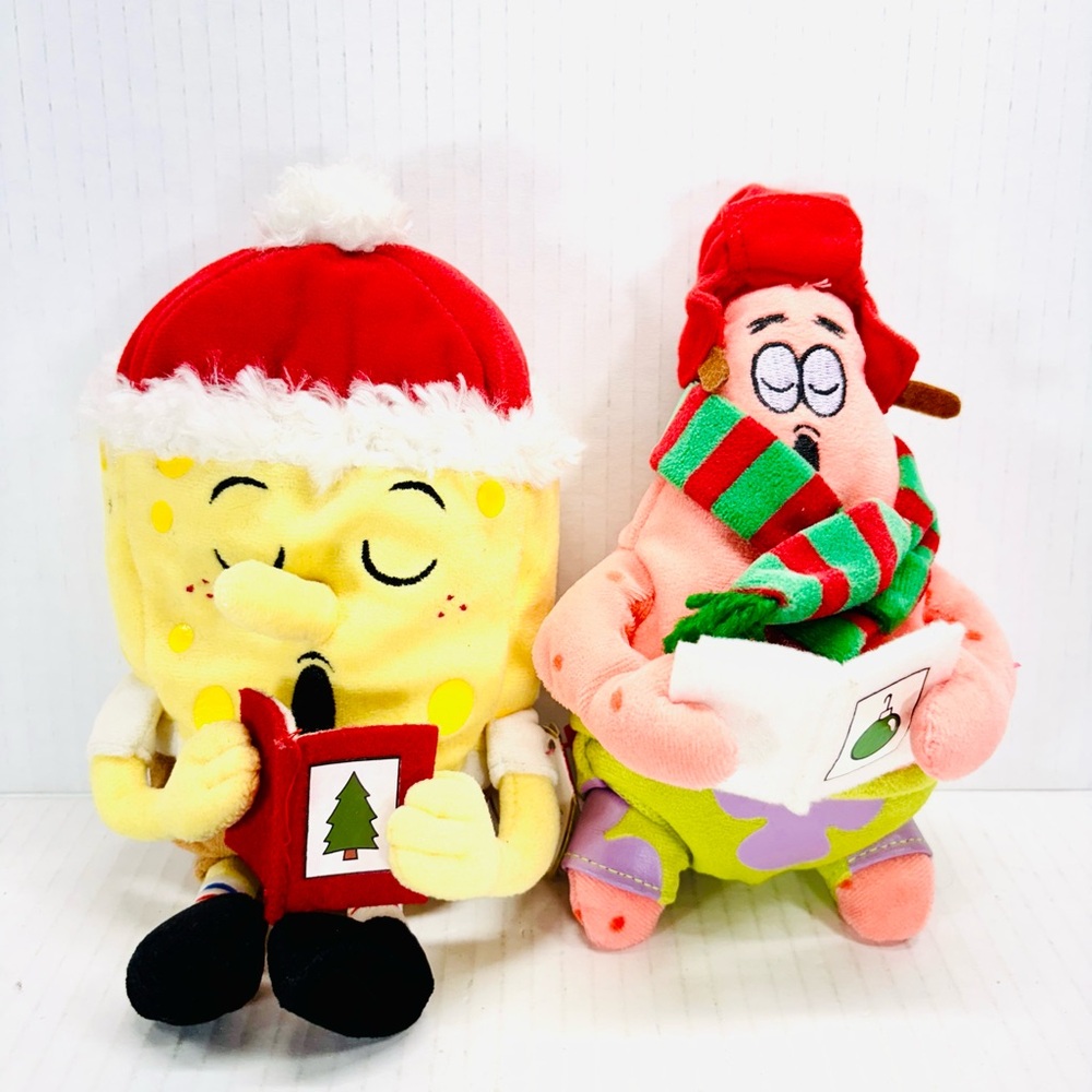 TY Beanie SPONGEBOB SQUAREPANTS & PATRICK STAR Silent Night  & Jingle Plushies